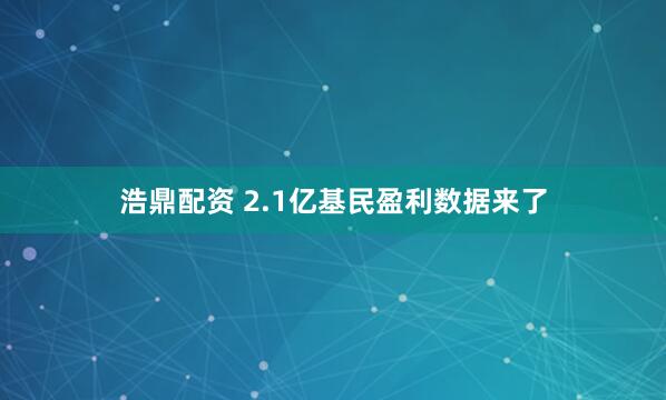浩鼎配资 2.1亿基民盈利数据来了