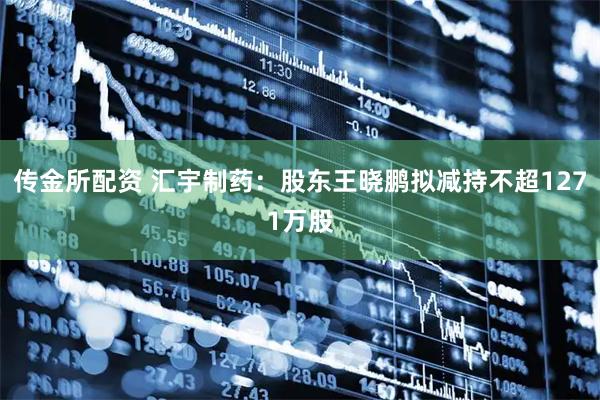 传金所配资 汇宇制药：股东王晓鹏拟减持不超1271万股